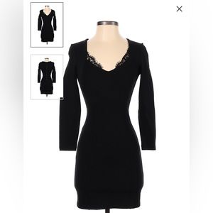 French Connection 3/4 Sleeve Black Dress with Lace Detail